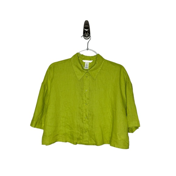 H&M | 100% Linen Set in Lime Green Shorts & Boxy Top Small - Picture 3 of 14